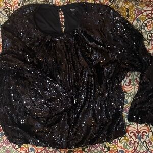 Simply Vera Sequin Black Blouse